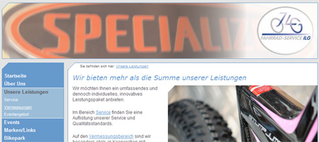 Die Website des Fahrrad Service Ilg