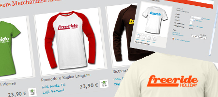 Shop Ansicht des Freeride Holiday Merchandise Shops