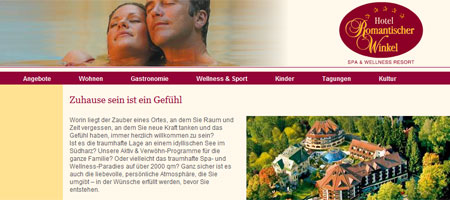 Die Website des Wellness Hotel Romantischer Winkel