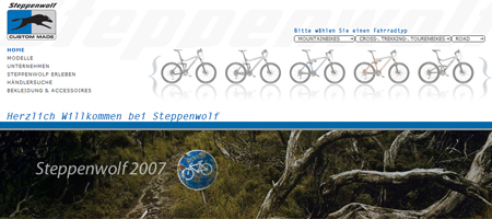 Die Website der Steppenwolf Custom Bikes GmbH